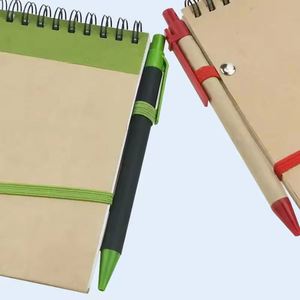 Kraft Paper Spiral Pocket Notebook With Matching <b>Retractable</b> Ballpoint <b>Pen</b> Set, Elastic Band Mini Jotter Custom Logo - Product Image 5