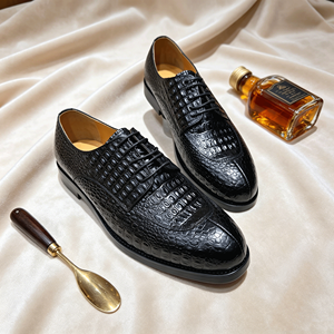 Nouvelles <span class=keywords><strong>Chaussures</strong></span> Derby <span class=keywords><strong>Homme</strong></span> 2026 à Semelle Épaisse en Cuir Gaufré Croco, Respirantes et Confortables, à Lacets, pour Tenues Formelles - Product Image 4