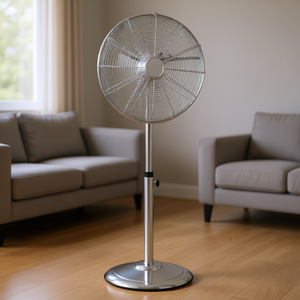 Ventilador de Pedestal Oscilante Industrial Plateado de 16 Pulgadas, 3 Velocidades, Altura Ajustable, Ventilador de Refrigeración de Aire para el Hogar - Product Image 2