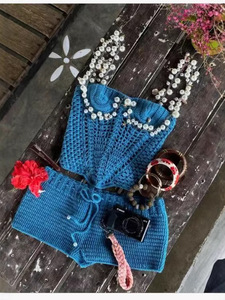 Áo crop top nữ móc len dây ngọc trai viền chữ V Bralette <span class=keywords><strong>Cami</strong></span> Boho Beach Festival Trang phục mùa hè 2026 - Product Image 3
