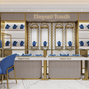Conception de magasin de bijoux commercial, rendu 3D professionnel, dessin de plan d'aménagement, idée de design d'intérieur pour bijouterie en or, personnalisé - Product Image 1