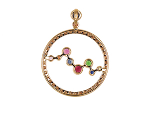 Pendentif élégant en or rose 18 carats avec diamants et pierres précieuses multicolores 2,85 g Bijoux de qualité supérieure - Product Image 2