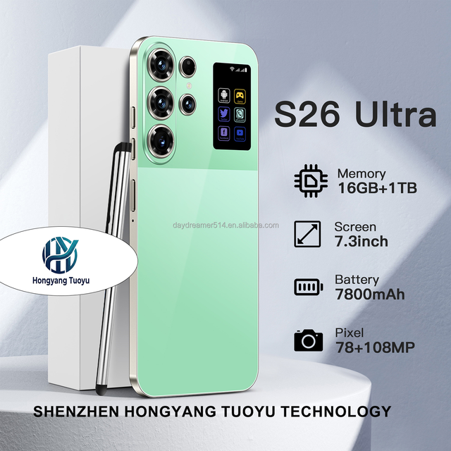 S26 Ultra 16G+1TB Android 15 7.3 Inch Global 5G Cell Phones Al Scene Recognition Perforated Screen Fast Charging Wholesale Price