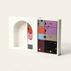 Custom Luxury Advent <b>Calendar</b> Box Sliding Drawer Multicolor Arch Window Empty OEM Beauty Cosmetic Christmas Packaging Wholesale - Product Image 1