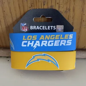 <span class=keywords><strong>Los</strong></span> <span class=keywords><strong>Angeles</strong></span> Chargers Custom NFLTeam bracciale bracciale in Silicone resistente tifoso di calcio celebrazione Set 2 Pack - Product Image 2