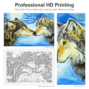 Adultes Peinture Numéros Kits Fait à la Main <span class=keywords><strong>Loup</strong></span> des Neiges Art Mural Europe Peinture Acrylique DIY Image pour la Maison Imprimé Paysage Design - Product Image 6