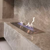 Cheminée bioéthanol à brûleur linéaire de 450 mm, en acier, de luxe, moderne, personnalisée, avec télécommande, insert chauffant pour appartement