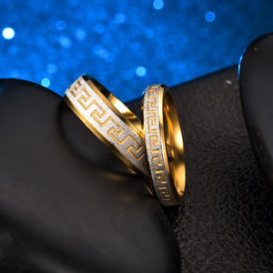 Usine Stock Rétro Exquis Grande Muraille Motif Amoureux Tempérament Mariage Couple Anneaux Ensemble - Product Image 2