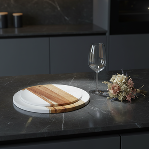 Planche à charcuterie en marbre : Planche à découper en bois d'acacia et en marbre, disponible en petite et grande taille - Product Image 1