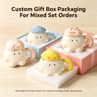 Lot de tasses personnalisées en gros avec animaux de dessin animé 3D, motifs mignons de cochon, requin, lapin, canard, approvisionnement en gros pour les magasins d'enfants et les boutiques de cadeaux