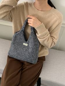 <span class=keywords><strong>Sac</strong></span> à bandoulière décontracté avec fil tricoté mélangé de grande capacité et doublure en polyester à fermeture éclair - Product Image 5