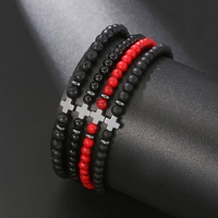 Breloques élastiques en pierre naturelle de 4 mm (lave, turquoise, pierre de galbette noire) pour bracelets, accessoires de mode pour couples