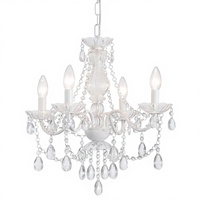 Lustre en verre cristal blanc à brancher, avec cordon transparent et interrupteur marche/arrêt, 4 lumières, suspension pour mariage, cuisine, salle à manger, hall d'entrée, mini