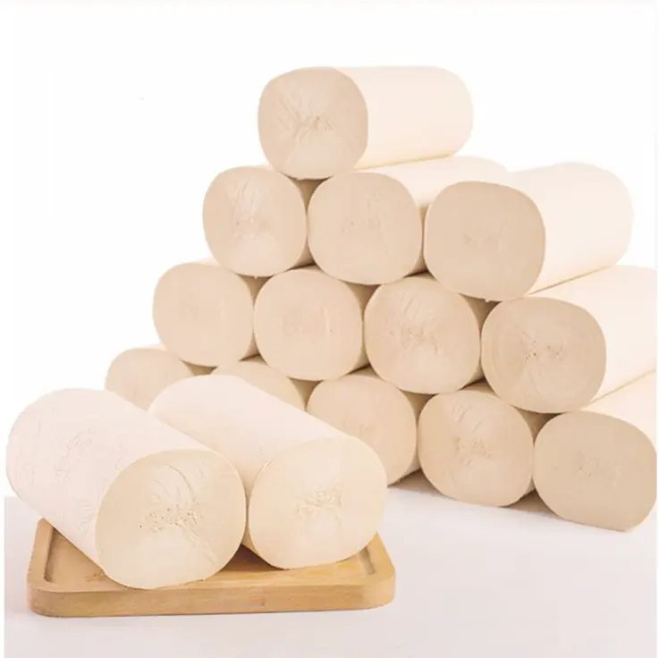 Papier peint couleur de bambou naturel, 100% mètres, rouleau de toilette à 3 plis, livraison directe, usine, sans blanchiment, vente en gros