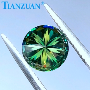 Diamante rotondo brillante taglio verde con piccola gemma di Moissanite sciolta di colore giallo per realizzare gioielli - Product Image 4