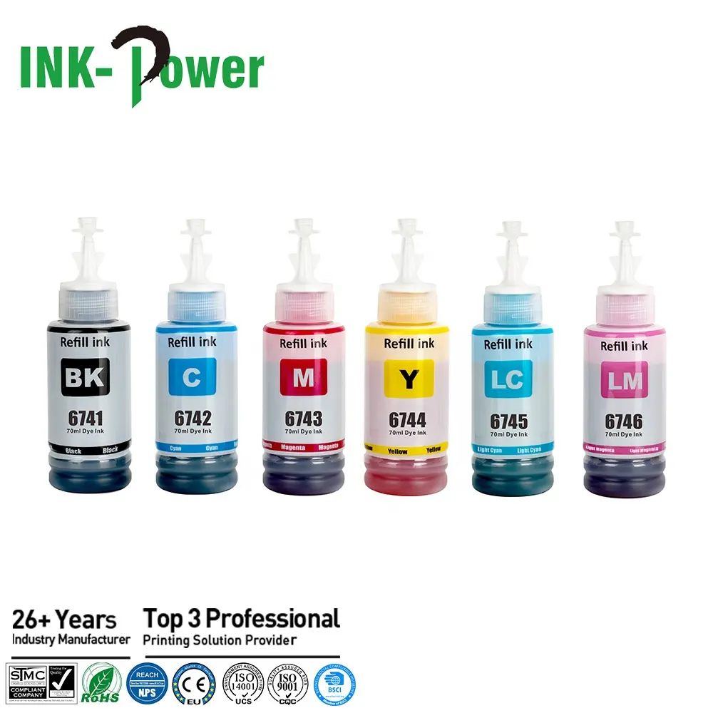 INK-POWER 674 T674 Recarga de botella compatible de color Premium Tinta de inyección de tinta ecológica para impresora Epson Ecotank L850