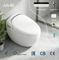 WC intelligent automatique de luxe de type œuf avec télécommande, siège chauffant et chasse d'eau, ensemble cuvette bidet à siphon en S pour hôtels et salles de bain
