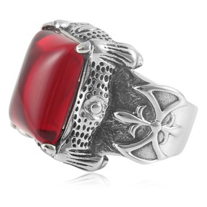 Anillo de Acero Inoxidable con Forma de Animal para Hombre, con Bisel de Piedra Preciosa Roja y Piedra Cuadrada, Estilo Punk, Regalo de Joyería - Product Image 4