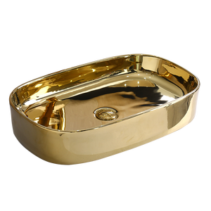 时尚特殊形状光泽桌面水槽碗皇家金色艺术盆浴室洗手盆 - Product Image 3