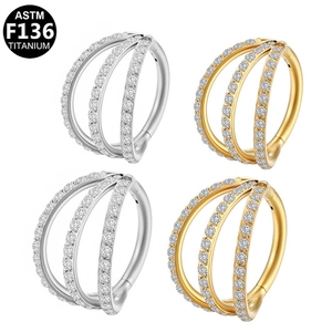 Anillo de Titanio Gaby Nuevo Modelo G23 para Perforación de Septum, <span class=keywords><strong>Aro</strong></span> para Nariz con Bisagra para Perforación de <span class=keywords><strong>Tragus</strong></span>, Joyería para Perforación de Oreja Helix - Product Image 1