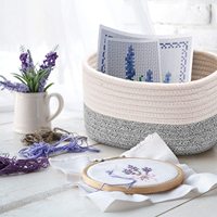 Paniers de rangement, lot de 4 bacs de rangement en corde de coton tissé panier décoratif pliable avec poignées pour bébé crèche linge enfant