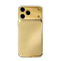 Coque de luxe personnalisable avec dos en zircon, incrustation artisanale, cadre plaqué or et boîtier plaqué sous vide pour iPhone 17 Pro Max