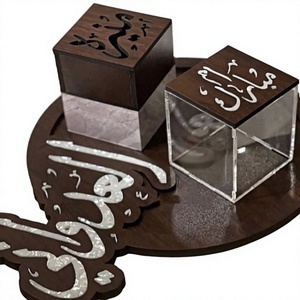 Exclusivo quemador de incienso árabe de madera de sándalo con incrustaciones de nácar indio, hecho a mano, Mabkhara, regalo para Eid, Ramadán, religioso, con aroma a anís estrellado - Product Image 1