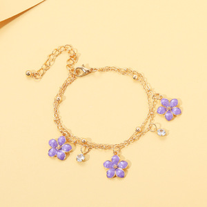 Bracciale regolabile gioielli per bambini e donne alla moda classico placcato <span class=keywords><strong>oro</strong></span> lega catena bracciale a catena fiore - Product Image 2