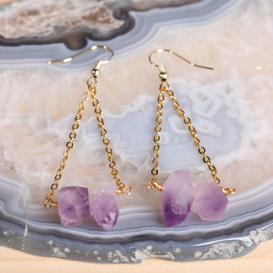 Boucles d'oreilles en aquamarine brute 10-15mm, cristal naturel brut, pendentif chaîne en alliage plaqué or, vente en gros personnalisable - Product Image 6