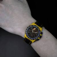 Benutzerdefiniertes Logo Carbonfaser Skelett-Uhr 4802 Automatik Chronograph Zeiger-Zifferblatt Charm Herren Luxus Sport OEM Nylonarmband 20mm