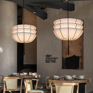 Lampe suspendue de style japonais, ronde, en tissu noir, LED E27, pour restaurant, hôtel, chambre privée, maison d'hôtes - Product Image 3