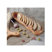 Bol décoratif en bois d'olivier à bord brut pour servir la pâte, centre de table, bol à pain baguette long, bol en bois