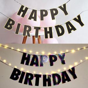 Горячее тиснение в Корейском стиле, радужный флаг с надписью на день рождения, лазерный баннер на день рождения, украшение для вечеринки в честь Дня Рождения - Product Image 3