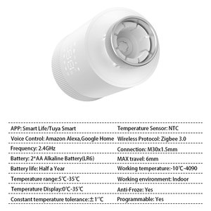 Thermostat intelligent Tuya Zigbee 3.0 Trv, tête thermique pour radiateur, contrôleur de température programmable, compatible <span class=keywords><strong>Alexa</strong></span> et Google Home - Product Image 6