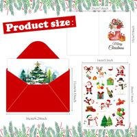 Ensemble de cartes de vœux de Noël, 10 modèles, carton aquarelle pour les fêtes, avec enveloppes rouges et autocollants pour cadeau de Noël