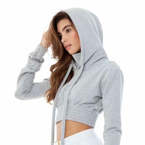 Sudadera con capucha delgada de ombligo corto de tendencia de mujer de alta calidad con logotipo personalizado sudaderas con capucha de venta superior - Product Image 1