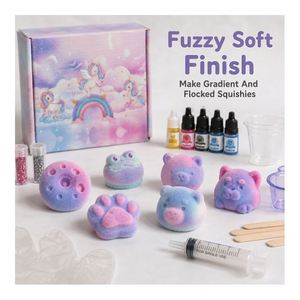 Kit DIY para hacer Mochi Squishy: Gel de silicona de proporción igualada, formas de animales adorables, gotas de pintura, polvo esponjoso, herramientas de medición y guía de proporción. - Product Image 3
