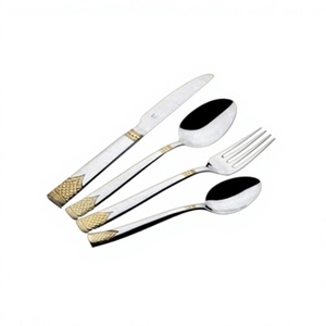 Couverts de mariage de luxe en acier inoxydable plaqué or rose de créateur avec poignée simple et simple - Product Image 6