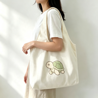 Sac fourre-tout en toile à motif animalier de dessin animé, léger et réutilisable, idéal pour les étudiants, les événements sur le campus et les rencontres sportives.