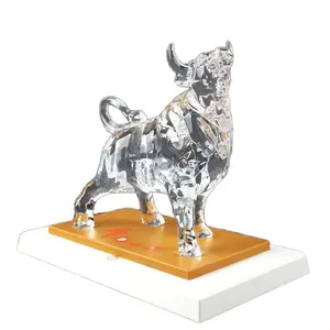 Estátua de touro acrílico de cristal estilo Art Déco, escultura de resina para decoração de casa, sala de estar e escritório, artesanato com padrões de animais