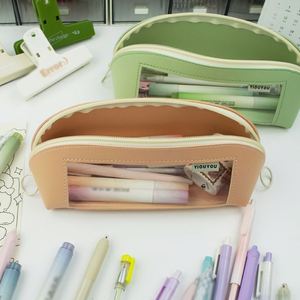 Estuche impermeable para papelería con cremallera, estuche transparente de gran capacidad para reglas de goma y lápices, suministros de aprendizaje sencillos - Product Image 4