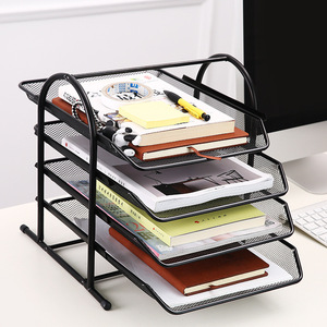 Organisateur de bureau en métal à 4 niveaux pour documents, livres et magazines – Type sur pied, couleur standard - Product Image 1