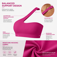 Soutien-gorge de yoga asymétrique à une épaule pour femme avec logo personnalisé, brassière de sport fitness à séchage rapide pour l'entraînement en salle de sport, vente en gros