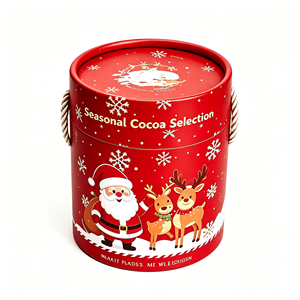 Grande boîte ronde en carton rigide pour pommes avec poignée, pour cadeau de fruits, emballage de Noël, logo personnalisé - Product Image 3