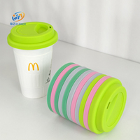 Couvercle de tasse en silicone coloré réutilisable de forme ronde personnalisée de qualité alimentaire Couvercle de tasse durable pour jus de fruit, café et boisson Tasses personnalisées avec couvercles