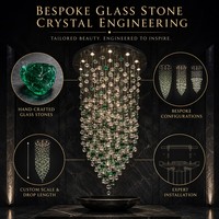 Lustres sur mesure en verre et pierre, design nordique moderne et luxueux, art de la lumière, pour hôtel, lampe suspendue pour escalier