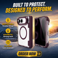 Coque de luxe 2026 pour iPhone 18 DUO avec protection antichoc TPE aux 4 coins, support métallique pour appareil photo, protection de charnière en TPU et étui magnétique