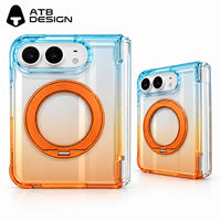 Coque magnétique transparente dégradée pour iPhone Duo avec support rotatif et protection de l'appareil photo – Vente en gros