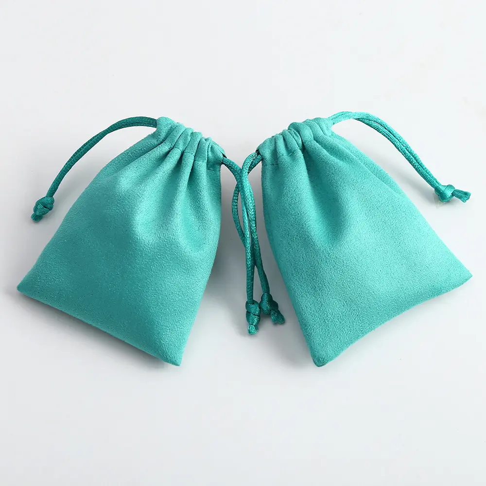 छोटे न्यूनतम मात्रा हरी मखमल बैग Drawstring कस्टम लोगो प्रिंट साबर गहने बैग Bolsas डे Terciopelo