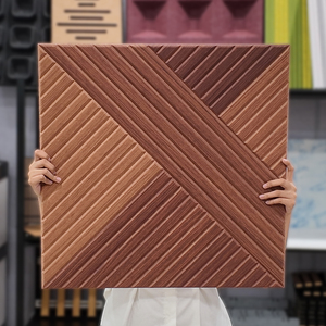 Panneau acoustique moderne 3D cannelé à grain <span class=keywords><strong>de</strong></span> bois en PET 9mm-Salles <span class=keywords><strong>de</strong></span> bains étanches à l'humidité avec impression réaliste en chêne/noyer - Product Image 1